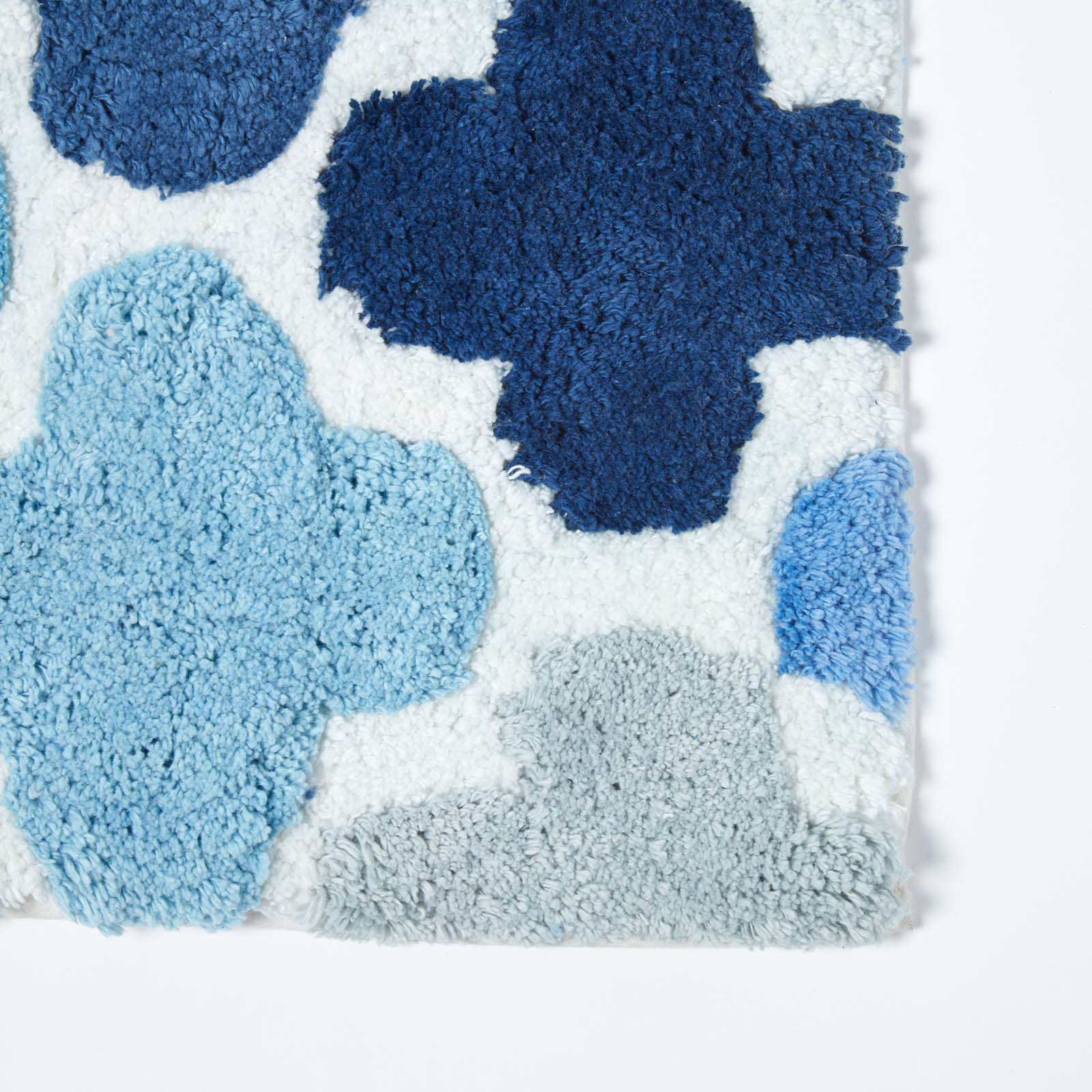 Blue And Grey Pattern Cotton Bath Mat