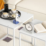 HOMCOM Nest Of 2 Side Tables Set Of Bedside Tables For Living Room White