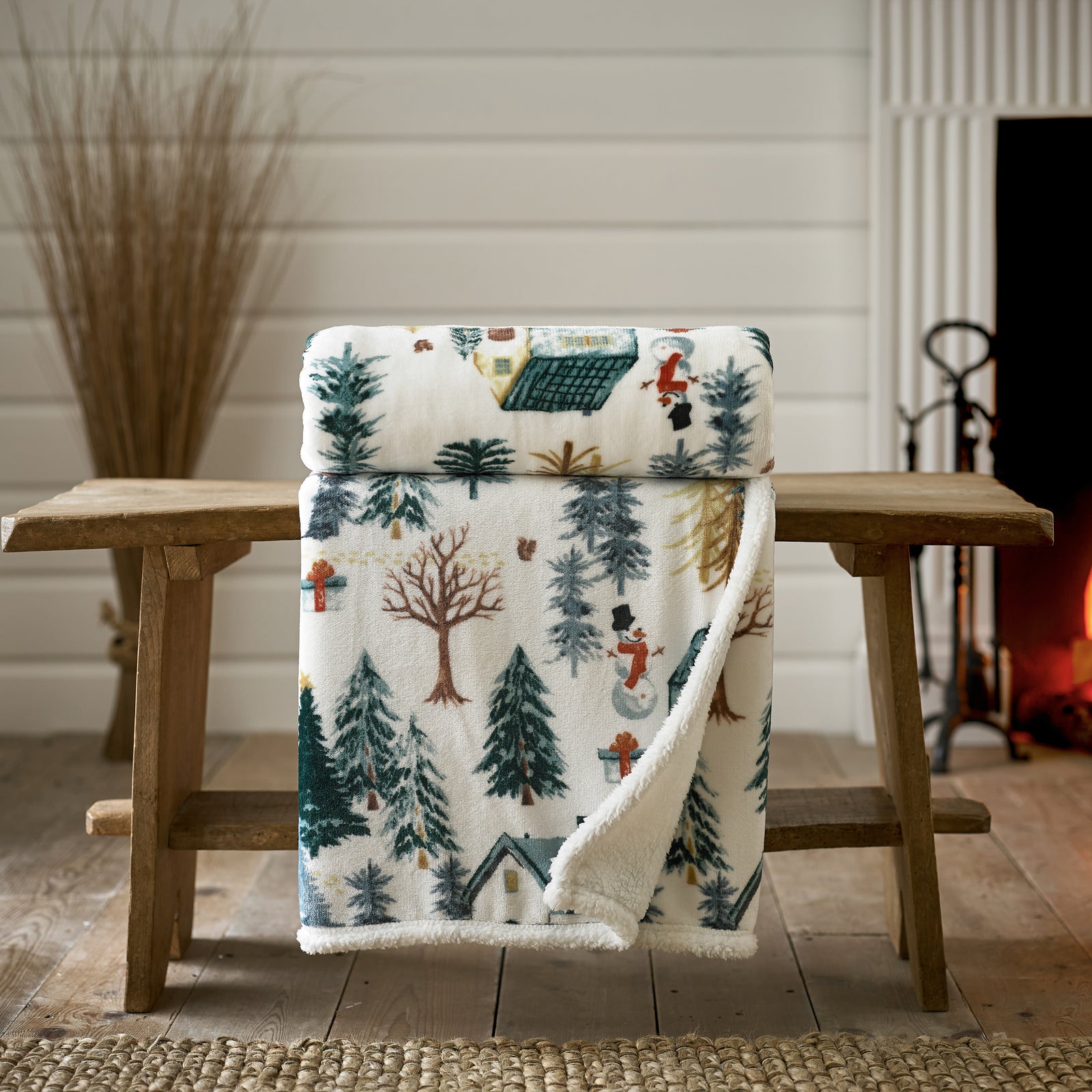 Winter Walk Cuddly Sherpa Fleece Throw