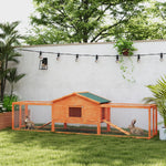 Wooden Rabbit Hutch Guinea Pig Hutch, Orange, 309 X 70 X 87cm