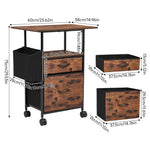 Vintage Filing Cabinet With Casters | 2 Drawer | Black & Brown