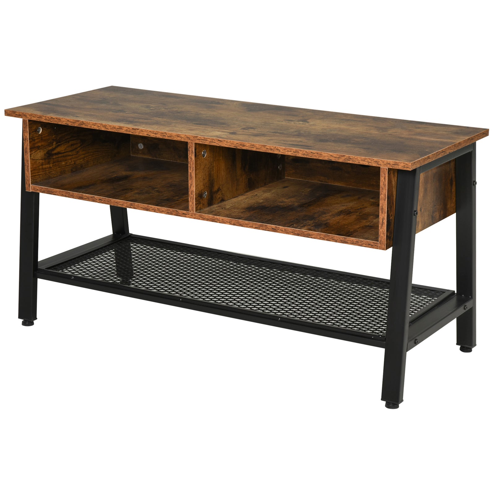 Media Stand For 45" Tvs W/ Shelves Cable Holes