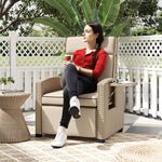 Rattan Recliner Chair, Adjustable Backrest | White