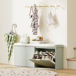 Shoe Storage Bench With Cushion And Flip-drawer | Large | Green