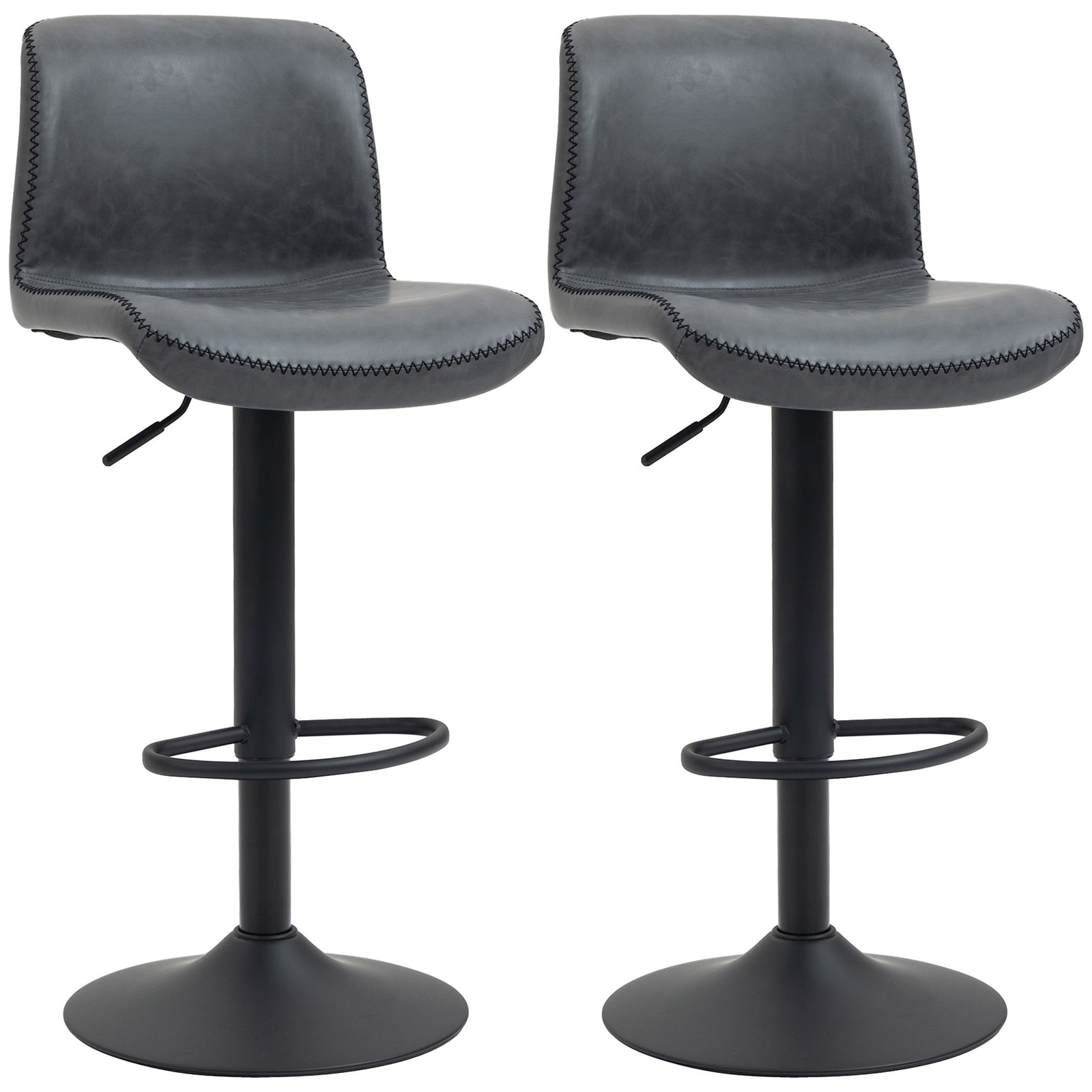 Retro Barstools Set Of 2 Pu Leather Swivel