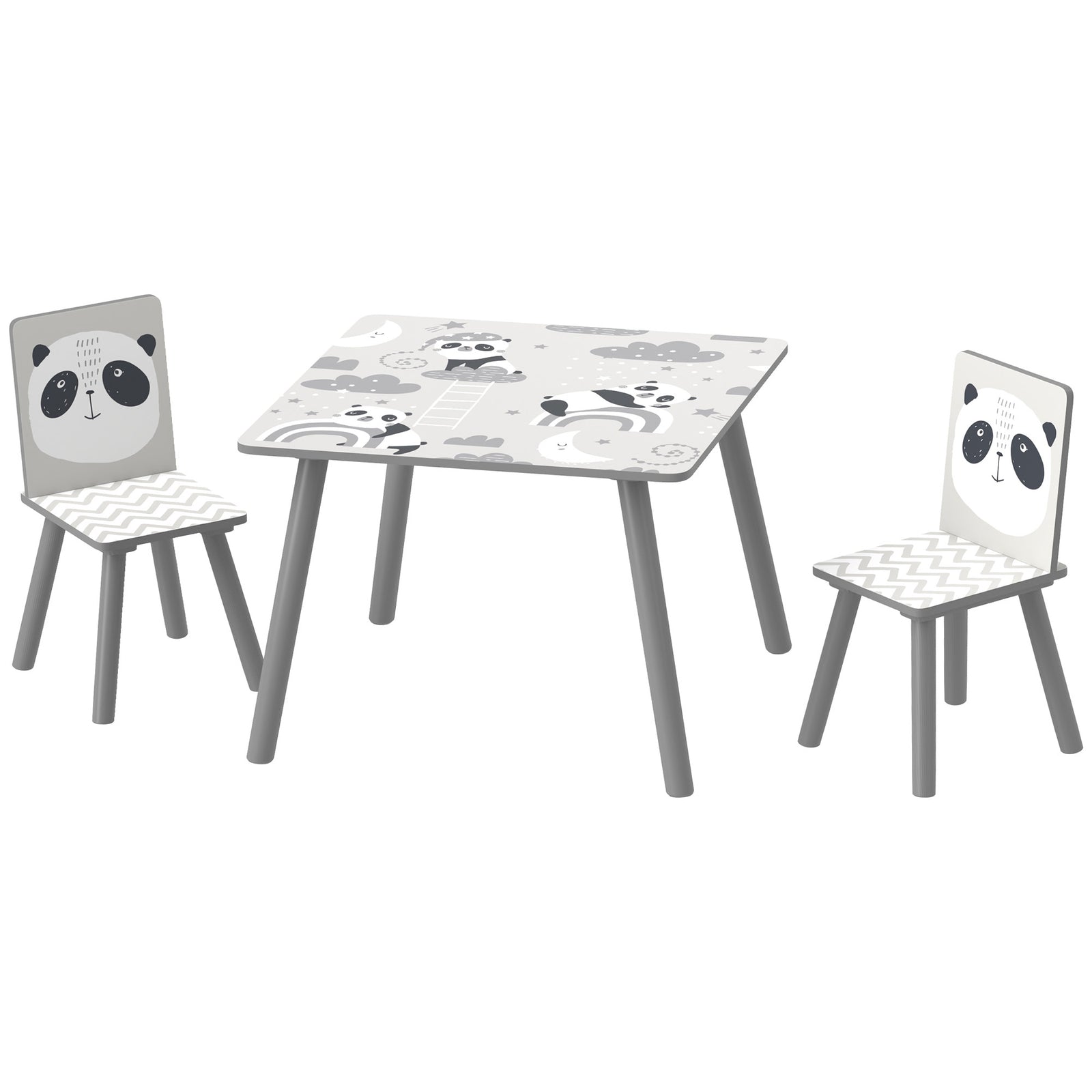 Kids Table And Chair Set, Toddler Table With 2 Chairs, Grey
