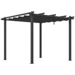 Aluminium Pergola W/ Retractable Roof, Garden Gazebo Canopy | Medium | Dark Gray