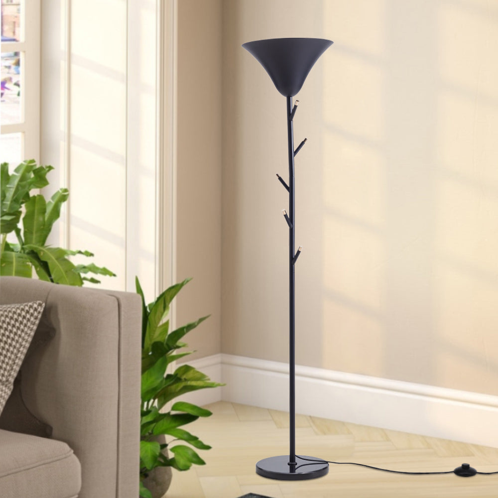 Modern Black E14 1-light Floor Lamp With Coat Rack