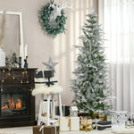 6/7ft Snow Flocked Artificial Christmas Tree Pencil Shape | 6ft | Green