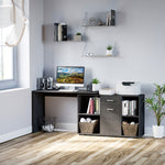 Dual Use Adjustable Large L Shaped Computer Desk Laptop | Black