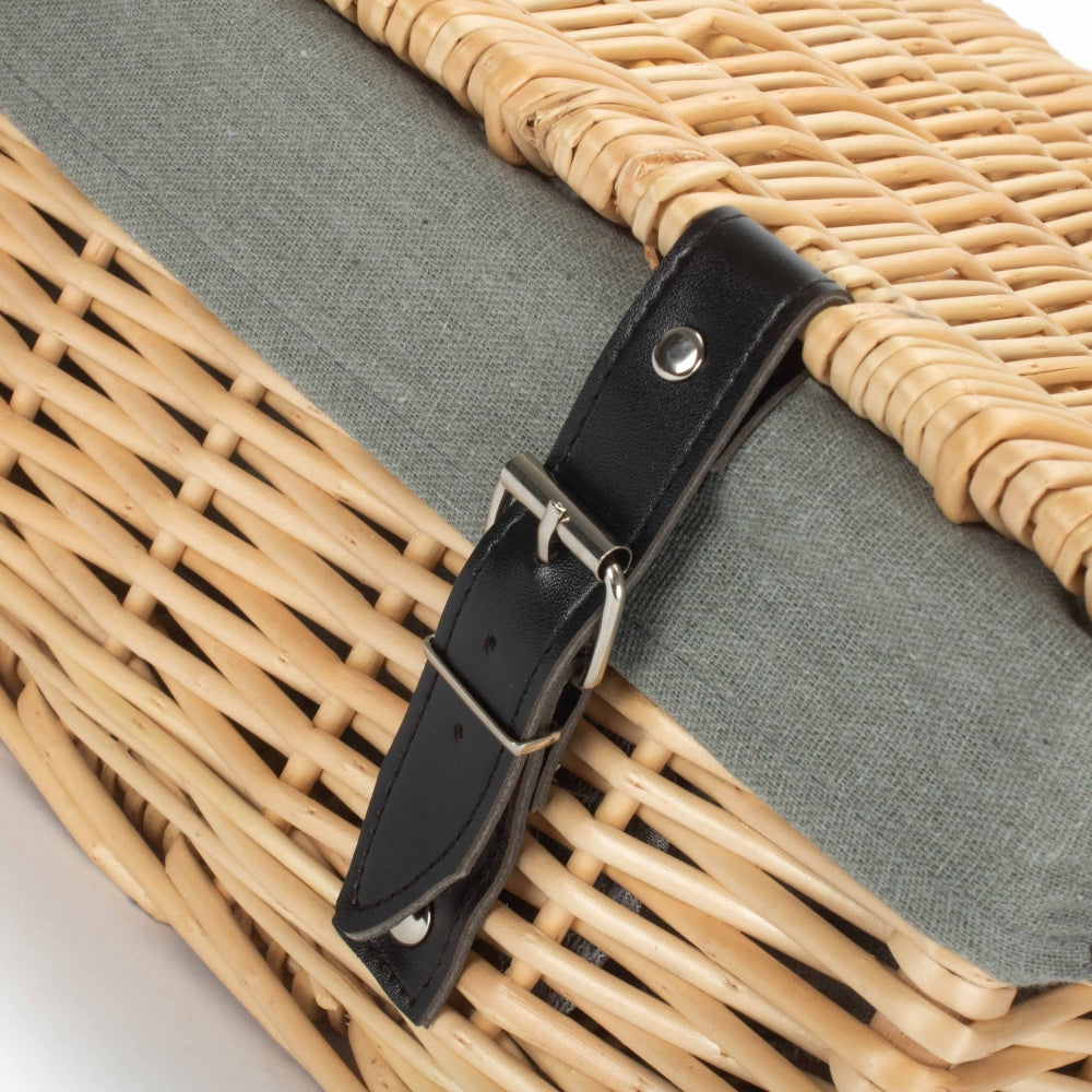 36cm Buff Wicker Empty Picnic Basket | One Size | Gray