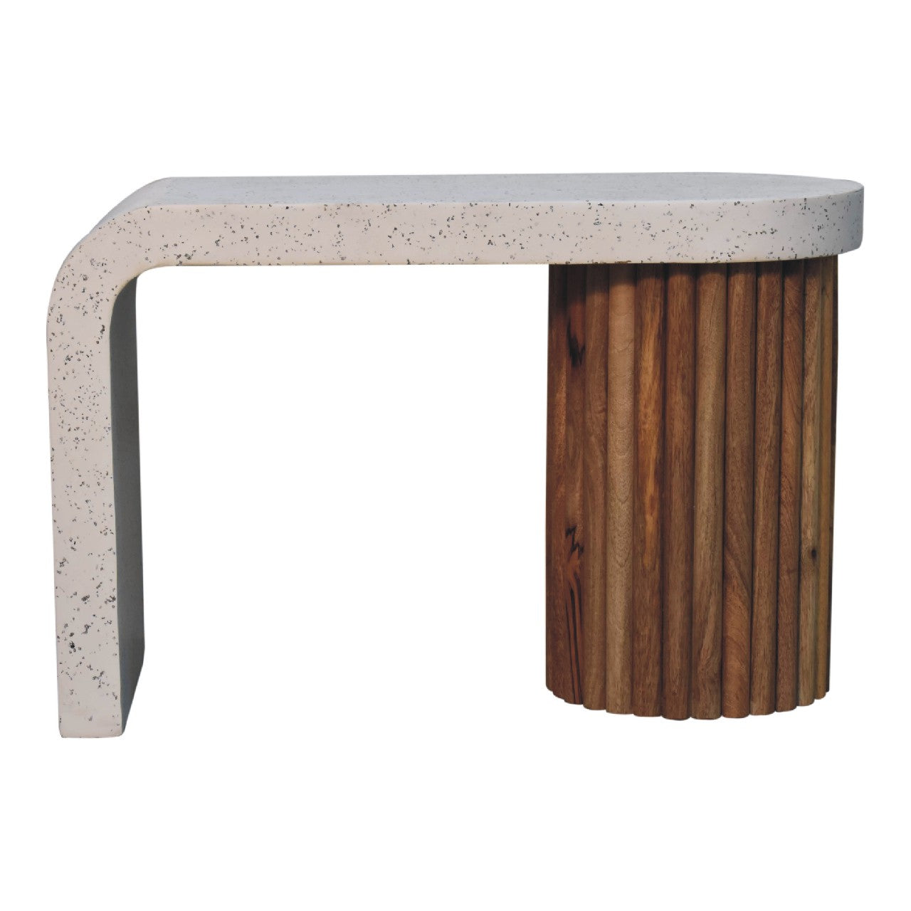 Solid Wood Serenity Terrazzo Coffee Table, Oak-ish, White And Dark Brown