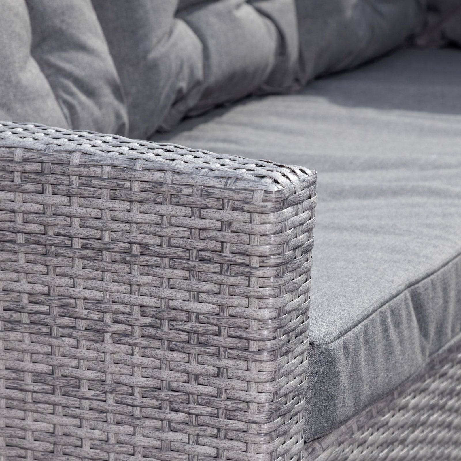Piana Outdoor Rattan Corner Sofa With Table And Bench | Set of 10 | Grey