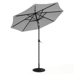 3m Outdoor Patio Parasol – Solar-powered Umbrella With 24 Led Lights, Tilt & Crank Handle, With Resin Base | One Size | Light Grey