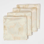 Stag Design Christmas Napkins, Set Of 4 | 43cm x 43cm | Gold