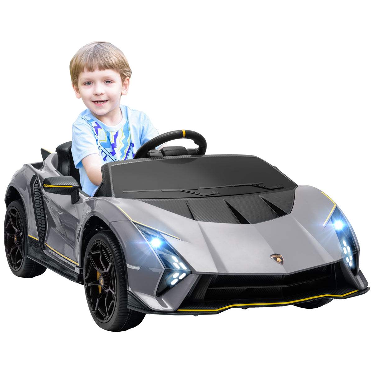 12v Lamborghini Autentica Licensed Kids Electric Car W/ Remote Control | Grey