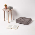 Rajput Ribbed Cotton Floor Cushion | 40cm x 40cm | Charcoal Grey