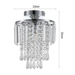 Modern Crystal Droplet Chandelier Chrome Ceiling Light Fixture Flush Mount Pendant Lamp