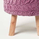 Lyla Pleated Velvet Footstool, 40 Cm Tall | Purple