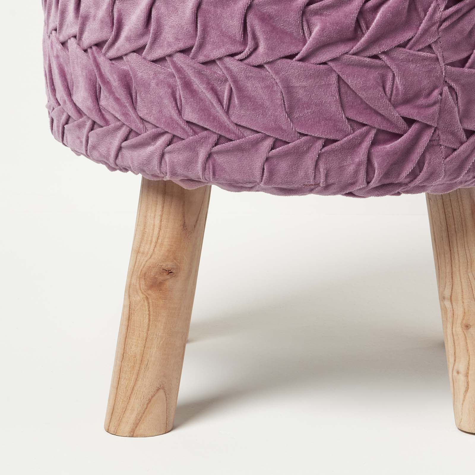 Lyla Pleated Velvet Footstool, 40 Cm Tall | Purple