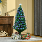 5ft Multicoloured Artificial Christmas Tree W/ Pre-lit Modes Metal Stand | 5ft | Green