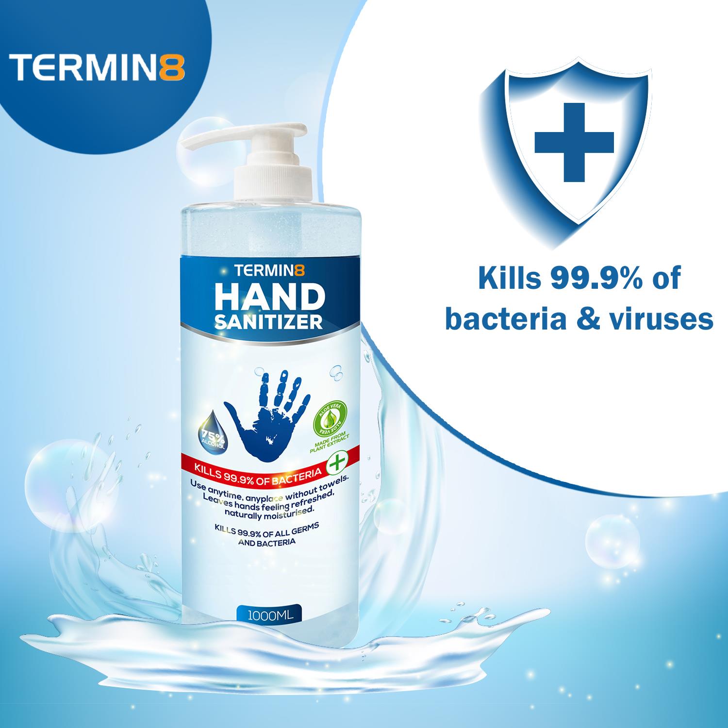 Anti-bac Hand Sanitiser Gel Kills 99.9% Bacteria, Aloe Vera 1l