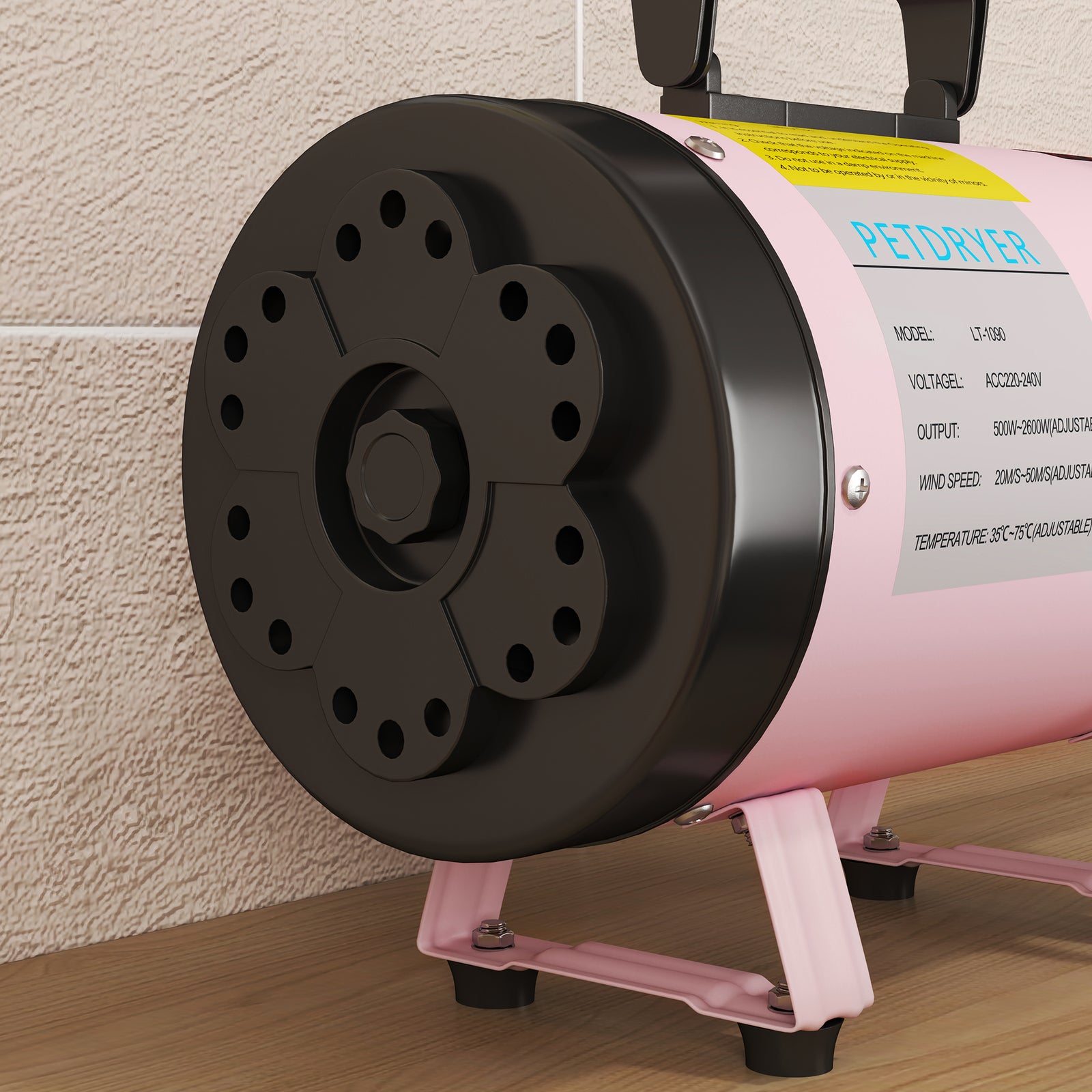 2200w Dog Hair Dryer, Pet Grooming Hair Dryer With 3 Different Nozzles | Pink