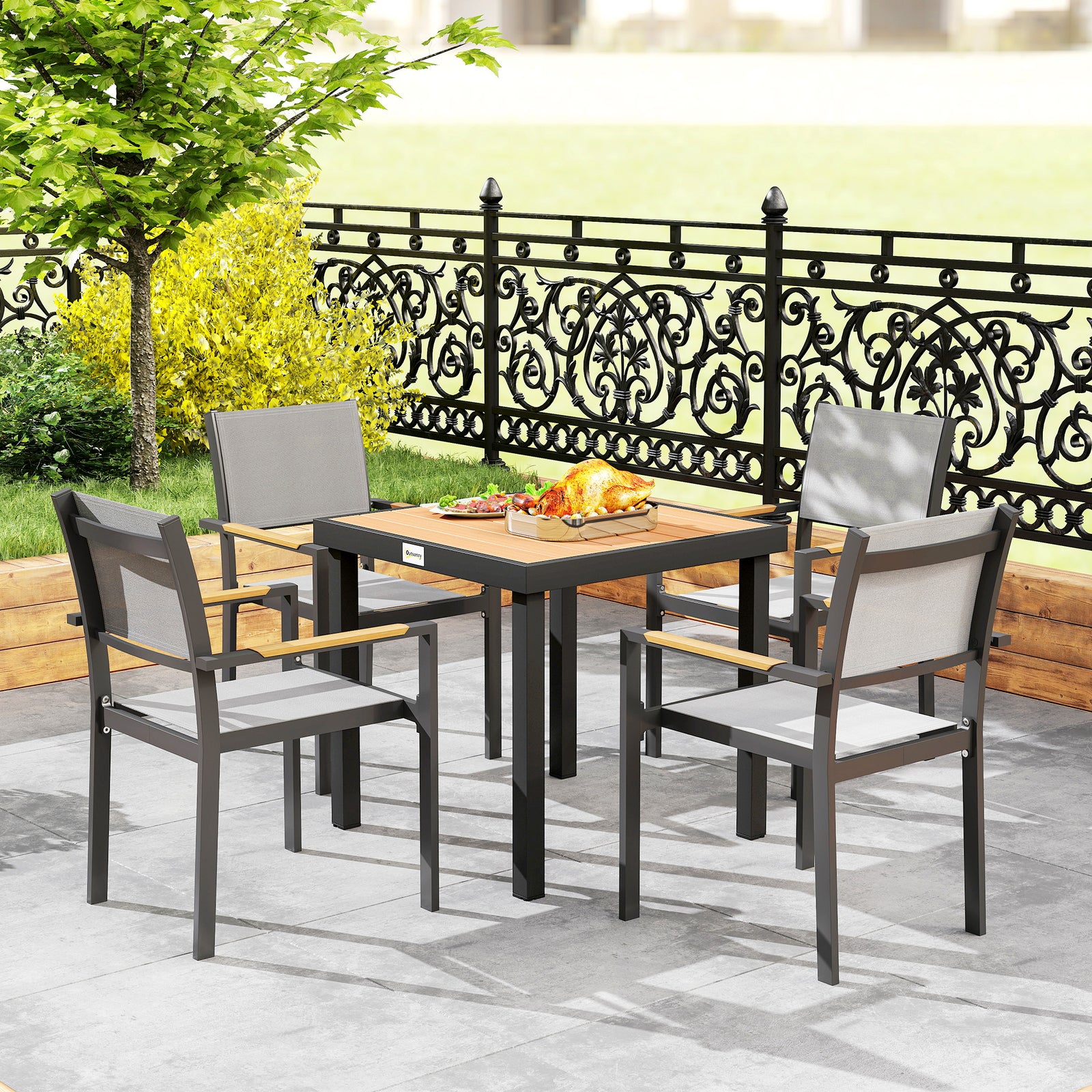 78 Cm Garden Dining Table For 4, Square Outdoor Side Table | Natural