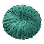 Round Pumpkin Velvet Cushion Soft Pleated Accent Pillow | Large | Green