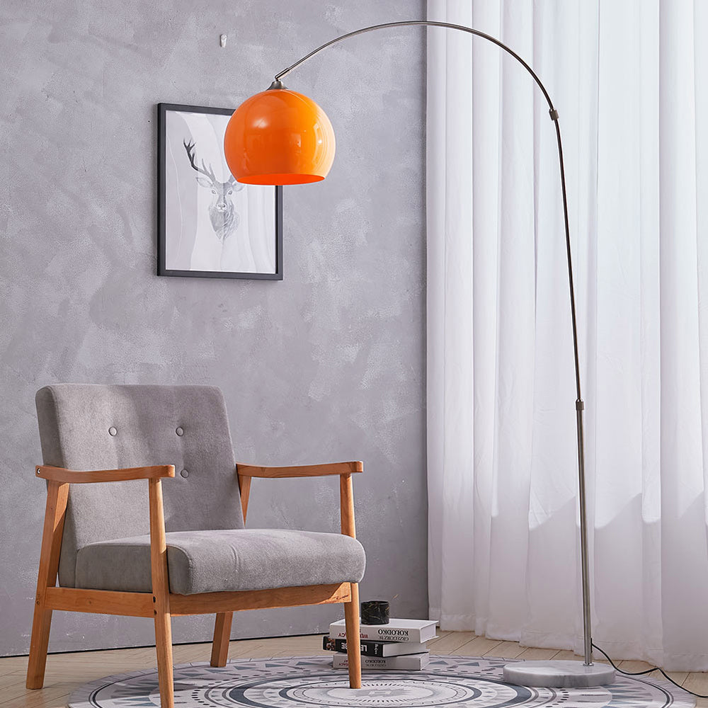 Modern Arched Floor Lamp With Marble Base | Orange