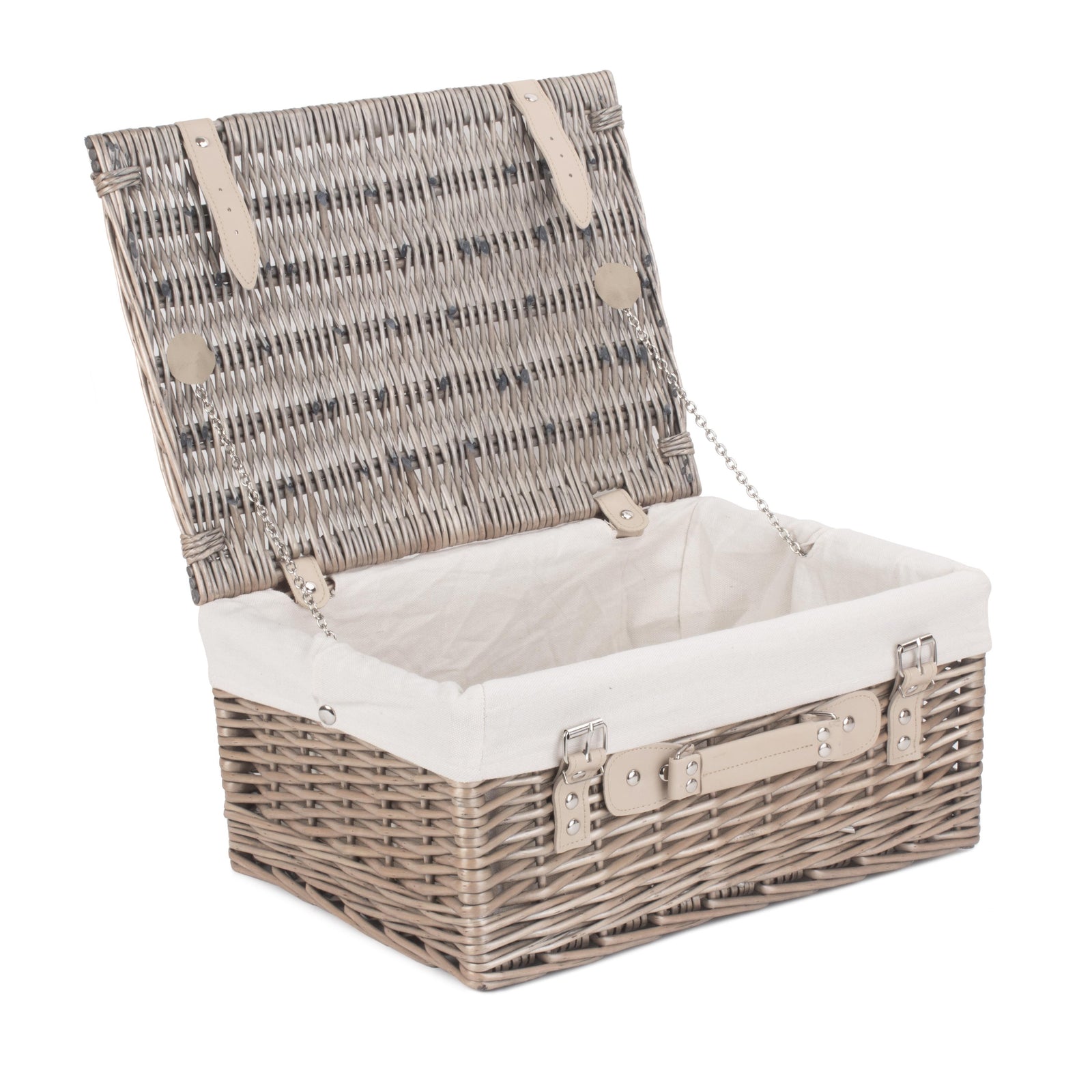 Wicker 40cm Antique Wash Picnic Basket | White