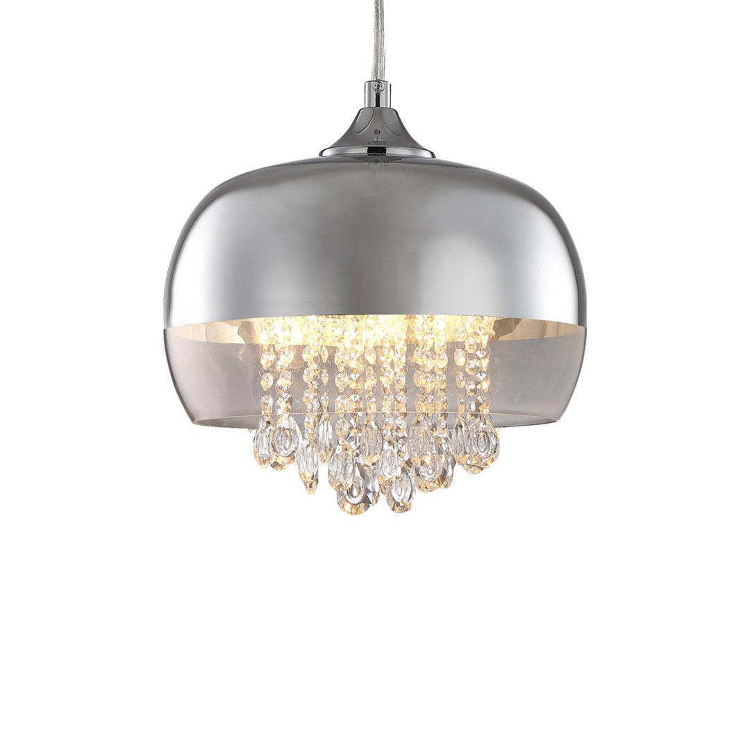 Luna Pendant 21cm 1xe14 Designer Light Crafted From A Chrome Fitting And Glass Shades With Suspended Crystals
