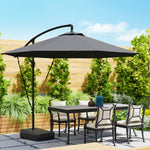 Garden Cantilever Parasol W/ Cover Weighted Base Wind Strap | Dark Gray
