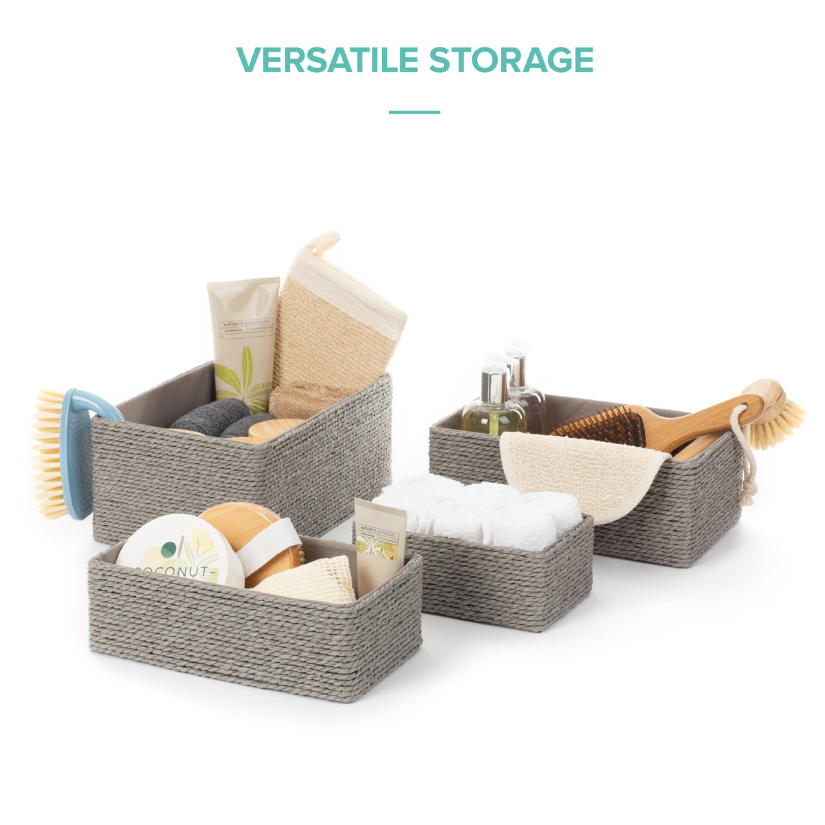 Livivo Set Of 4 Woven Paper Rope Storage Baskets
