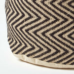 HOMESCAPES Black And Cream Chevron Pattern Circular Pouffe
