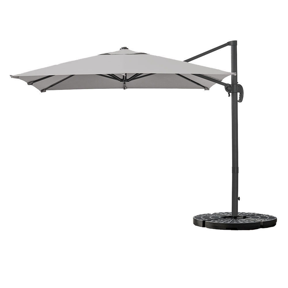 Outdoor Garden 2.5m Cantilever Parasol With Base | One Size | Light Grey