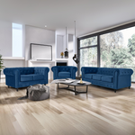 Button Tufted Velvet Living Room Sofa - 2 Seater | Blue