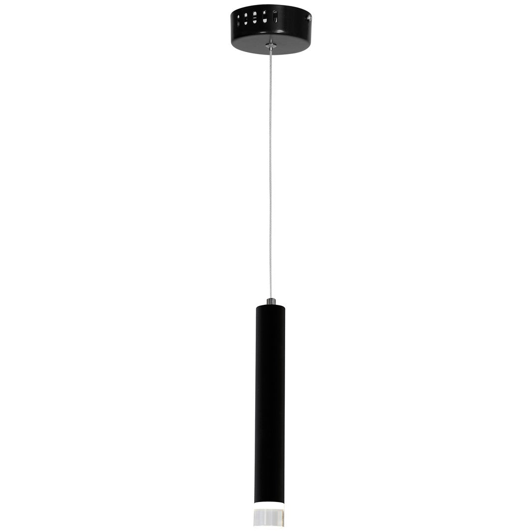 Carbon Black Led Pendant Lamp 1x5w Eye Catching Contemporary Cylindrical Lights With Built In Low Consumption Light Source