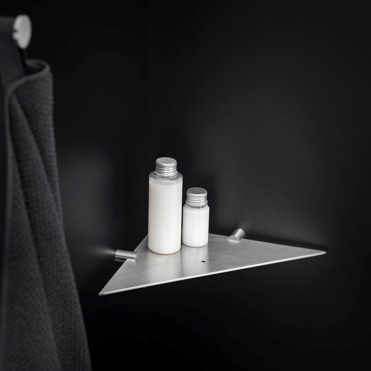 Corner Bathroom Shelf, Organizer, 32cm, Matt Steel, Logic Collection