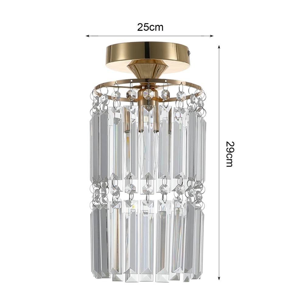 Modern Gold Crystal Ceiling Light 25cm Diameter, 29cm Height, Single Head Round Chandelier