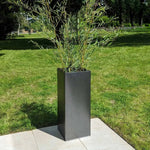 Zinc Galvanised Tall Square Planter | 40cm x 40cm x 100cm | Silver Black