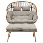 Cocona 2 Seat Standing Egg Chair And Stool | One Size | Light Brown