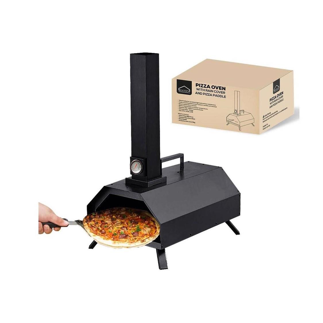 Outdoor Wood Fired Pizza Oven With Pizza Stone, Pizza Paddle & Rain Cover