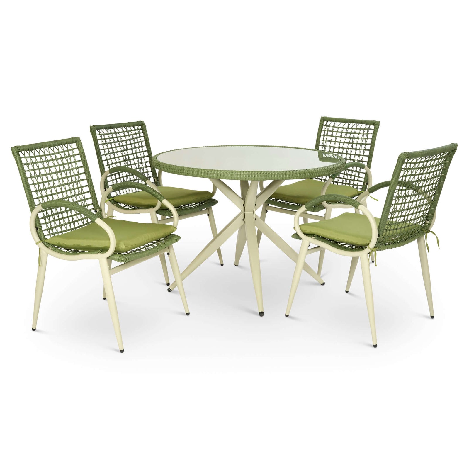 5-piece Rattan Outdoor Dining Set | Green