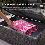 Luxury Outdoor Rug Waterproof Reversible For Garden Patio 100% Recycled, Pink Tia Aztec | 180cm x 270cm | Pink