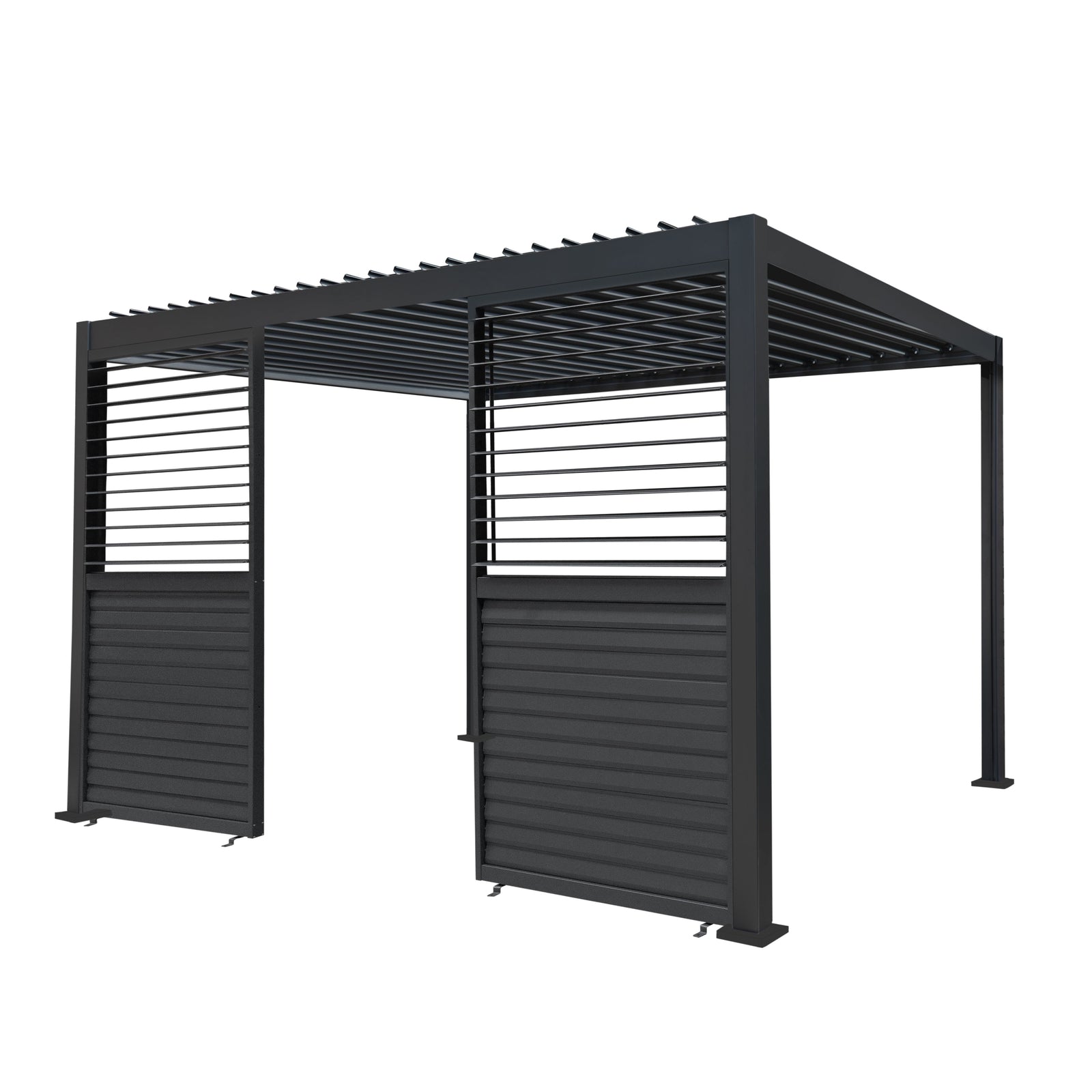 Anthracite Aluminium Pergola With 2 X Shutter Panels | 3m x 4m | Anthracite