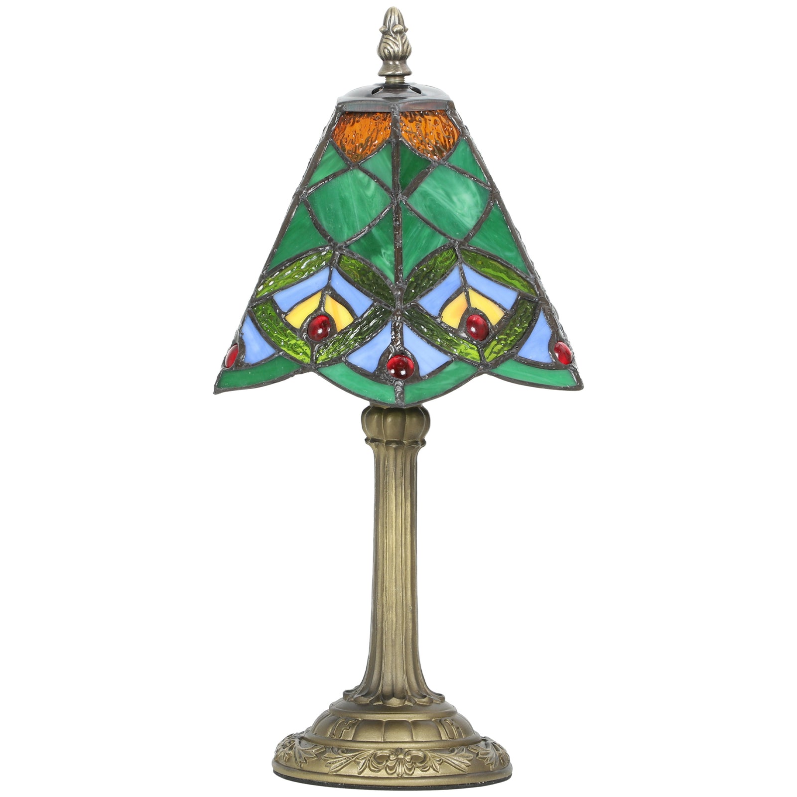 HOMCOM Handcrafted Stained Glass Bedside Lamp, Tiffany Style Table Lamp