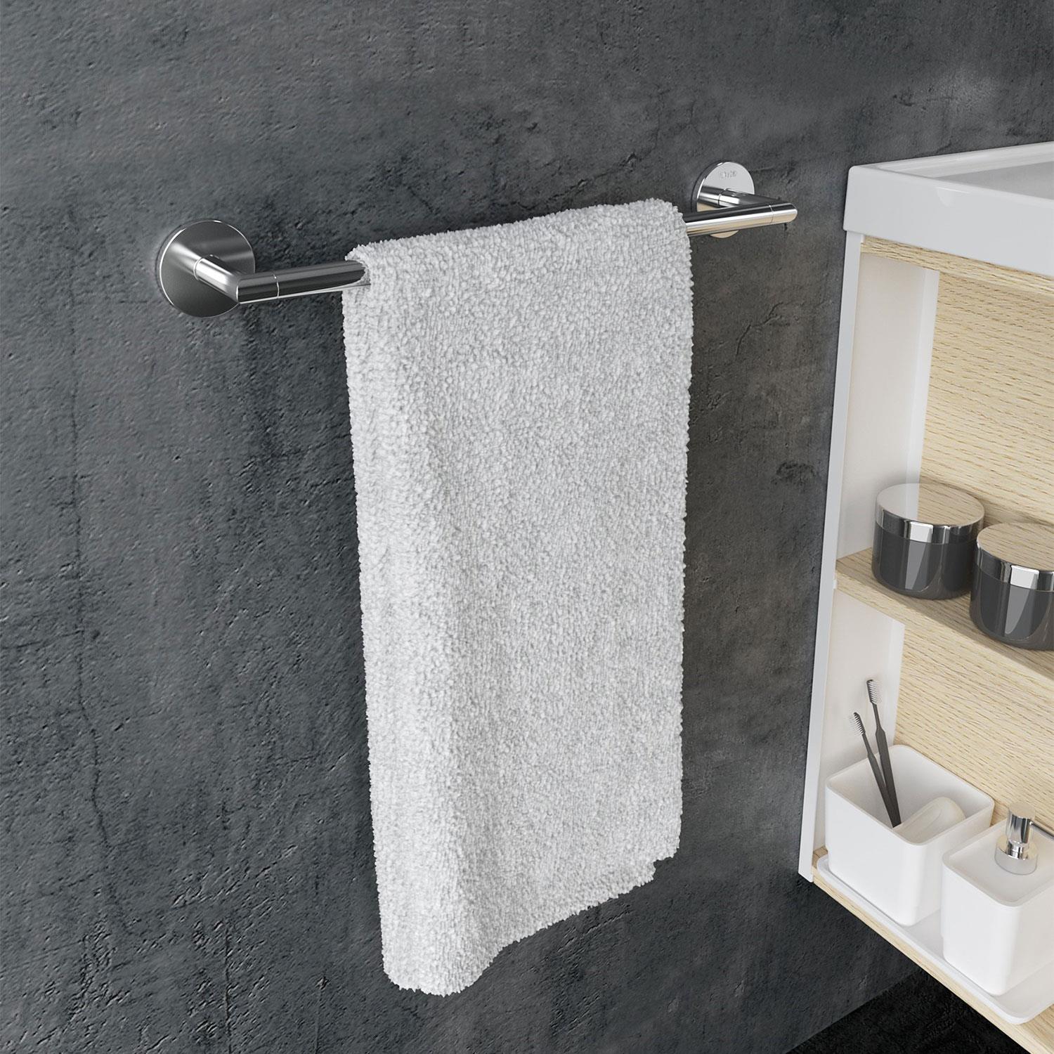Towel Rail, Self-adhesive, Polished Chrome, 45,5 Cm. Collection Duo Round
