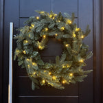 60cm Premium Mixed Branch Prelit Green Wreath - With Timer