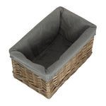Antique Wash Grey Cotton Grey Lined Willow Storage Baskets | Small | Gray